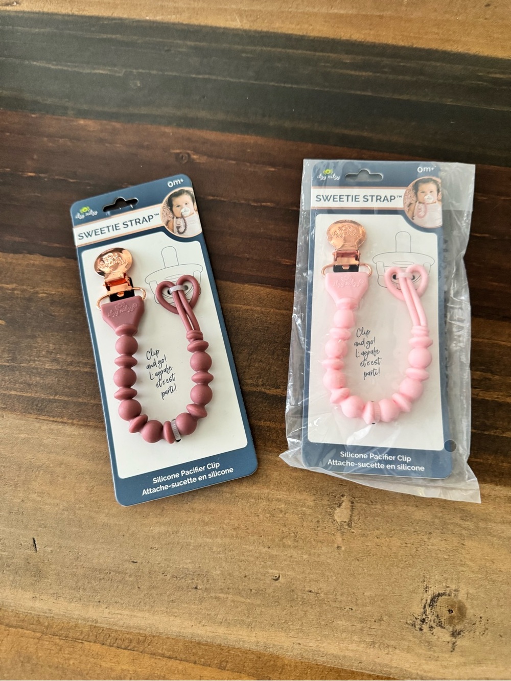 Itzy Ritzy Silicone Pacifier Clips - Mauve & Light Pink